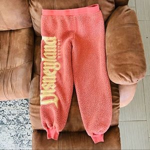 Disneyland Resort Pink And Gold Sherpa Teddy Material Joggers
